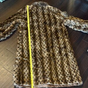 New Beautiful Brown Patterned Faux Fur Full length Coat